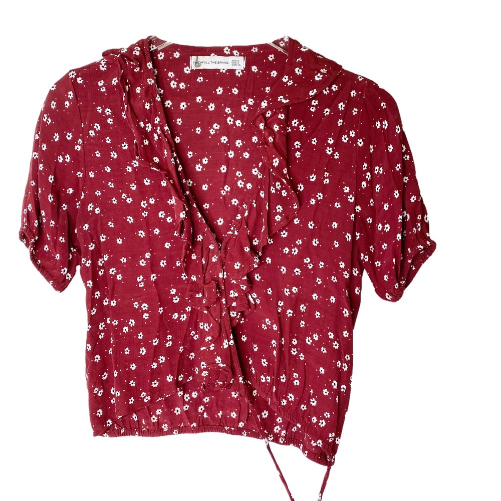 FAITHFULL THE BRAND Sz XS 2 CARAYES WRAP BLOUSE TOP IN BETINA FLORAL Revolve - Picture 12 of 12